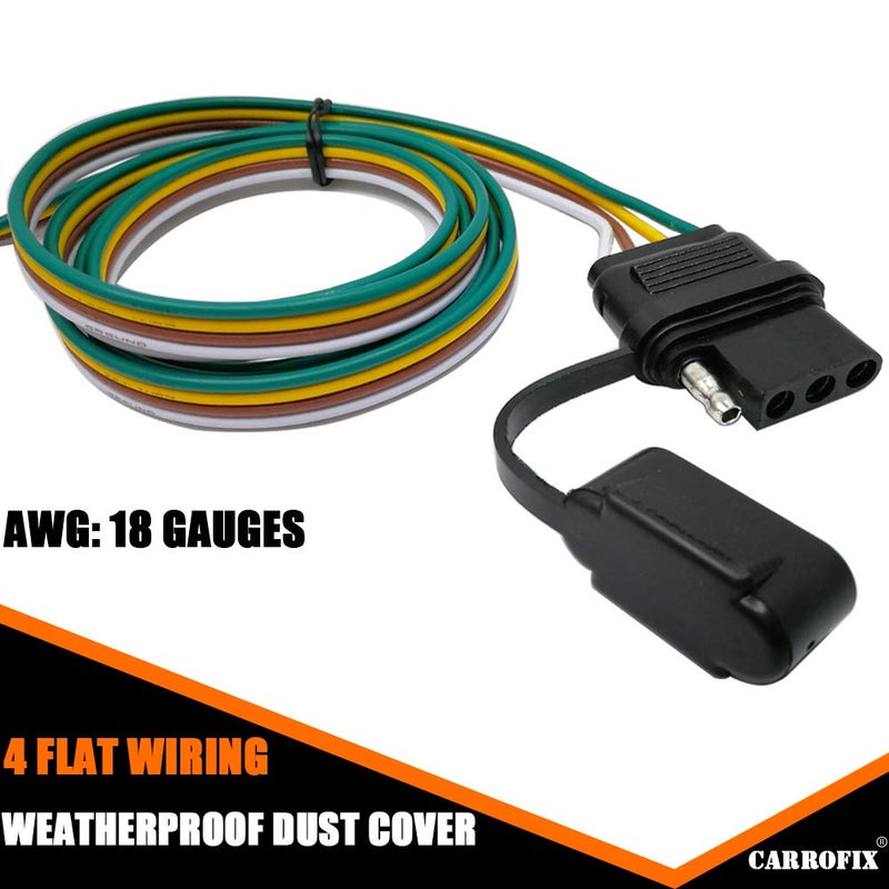 CARROFIX Non-Powered Taillight Converter with 20" Inches Leads and 60" Inches 4-Wire Flat Extension Vehicle End Connector - Image 5